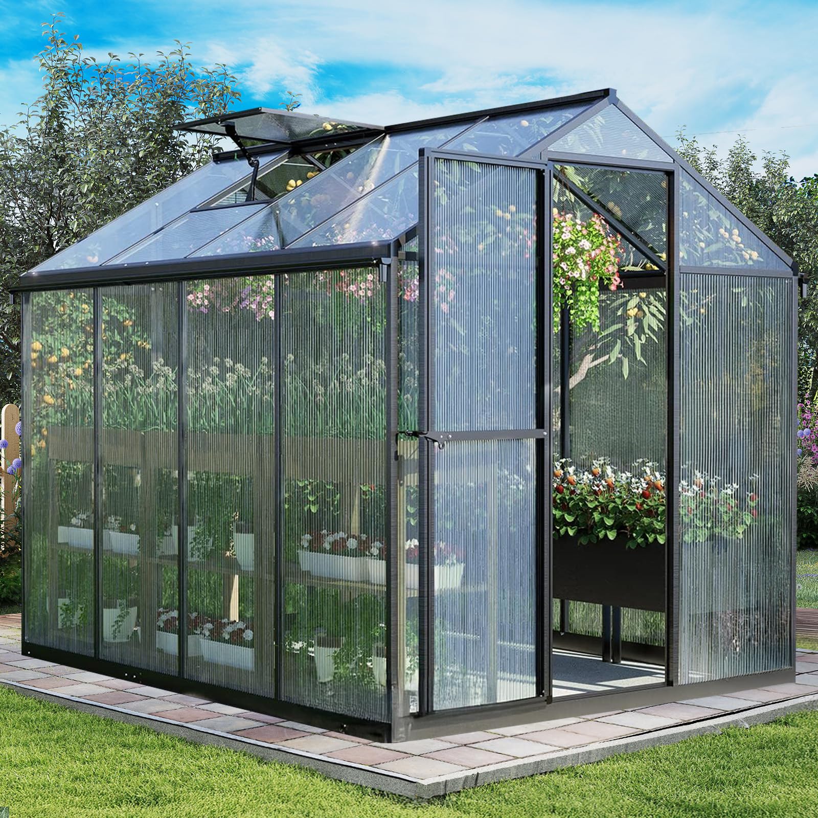 Amazon.com : Aoodor 6 x 8 Ft Walk-in Greenhouse with Gutter